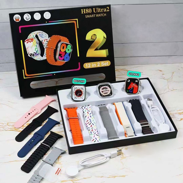 H80 ULTRA 2 Smart Watch 49mm 10 Watch Bands Set BT Calling Sport Smartwatch