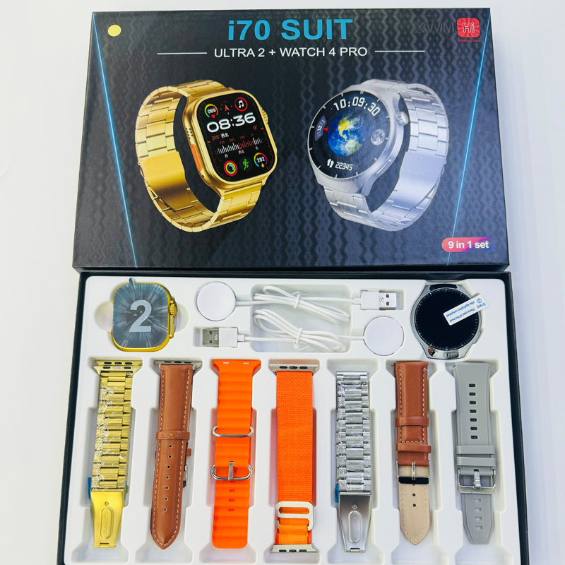 i70 i80 SUIT 2 smart watches+7 straps+airpods pro earphone Set